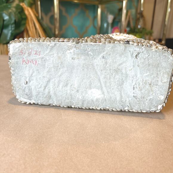 Vintage Shell Owl Figurine Vase Handmade Boho MCM Beach Decor Coastal Art - Picture 11 of 11